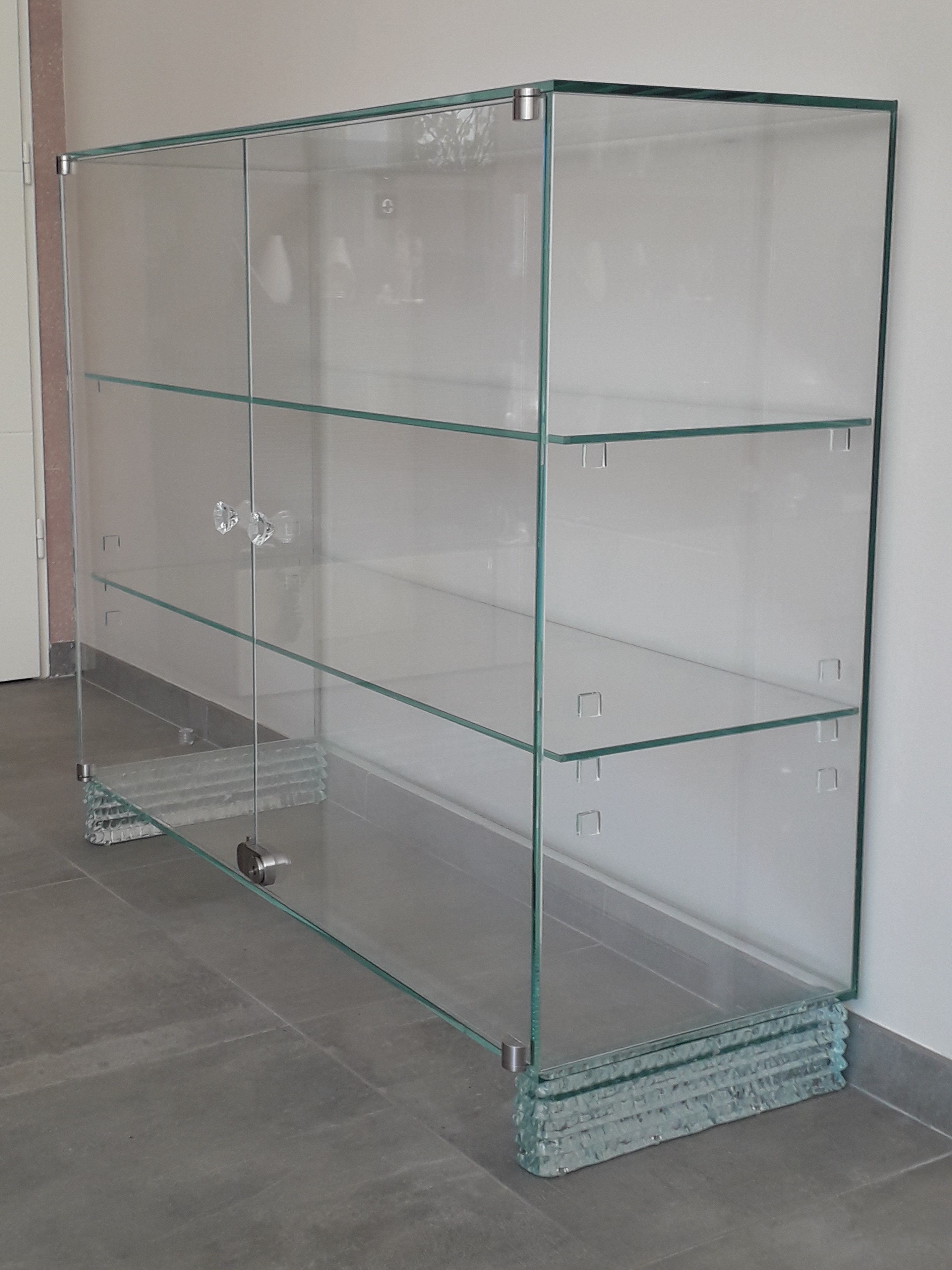 Vitrine Murale En Verre Avec éclairage LED - 4 étagères En Verre Trempé - Porte Avec Serrure - Noir - Pour Figurines, Collections